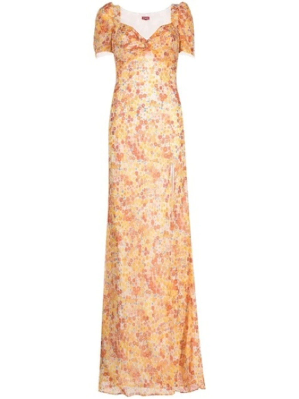 STAUD Amaris Floral Print Maxi Dress Orange & Yellow Size 12